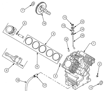 Crankcase (Kh-64638) Diagram and Parts List for 2518-44 13A208L100-13B288L100 Cub Cadet Lawn Tractor